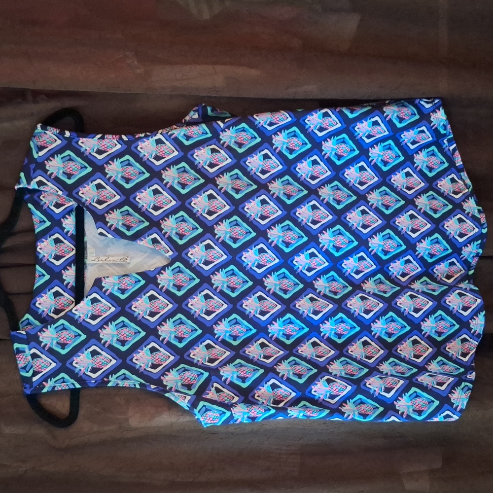Lulu-B Navy Blue Diamond Pineapple Size Large